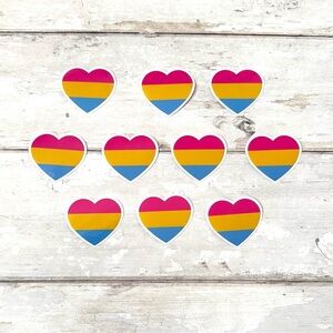 Pansexual Pride Heart Shaped Pan Stickers Waterproof 10pc Bundle LGBTQ Flag NEW